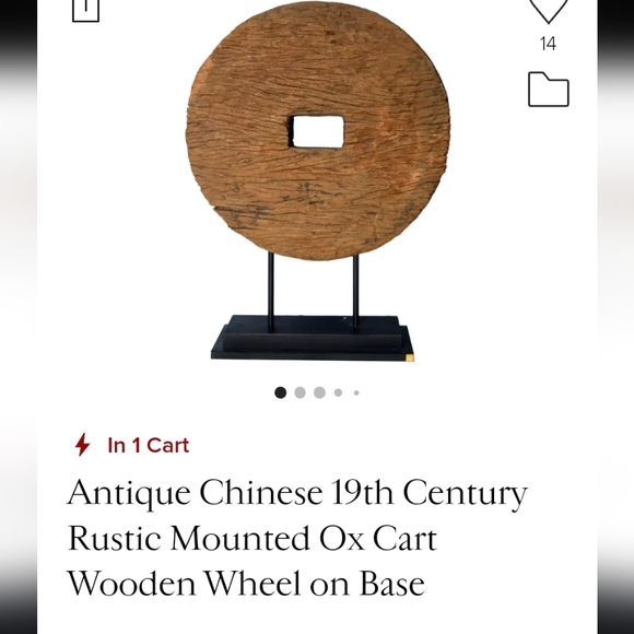 Late-19th Century c.1880s Antique Large Chinese Rustic Teak Wood Ox Cart Wheel - Picture 2 of 6